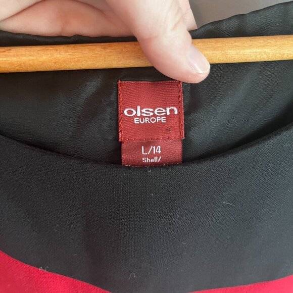 OLSEN EUROPE Y2K colourblock sleeveless black red dress size L / 14 semi formal - Picture 5 of 9